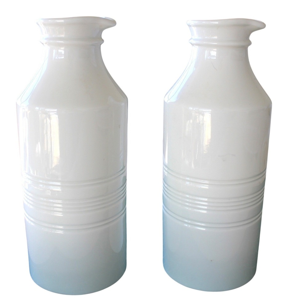Lenox Tin Can Alley Tall‎ Milk Bottle White China Set of 2 40oz Pitchers 823295